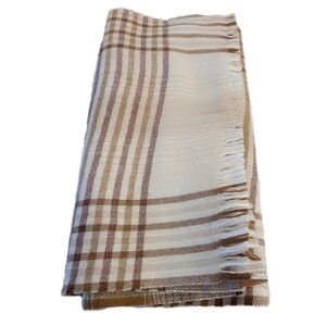 Vintage 100% Wool Brown Plaid Scarf